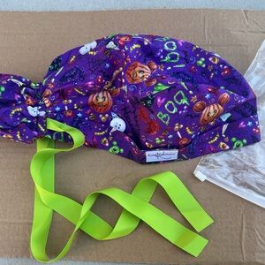 Disney Halloween Purple surgical cap with Green Accents